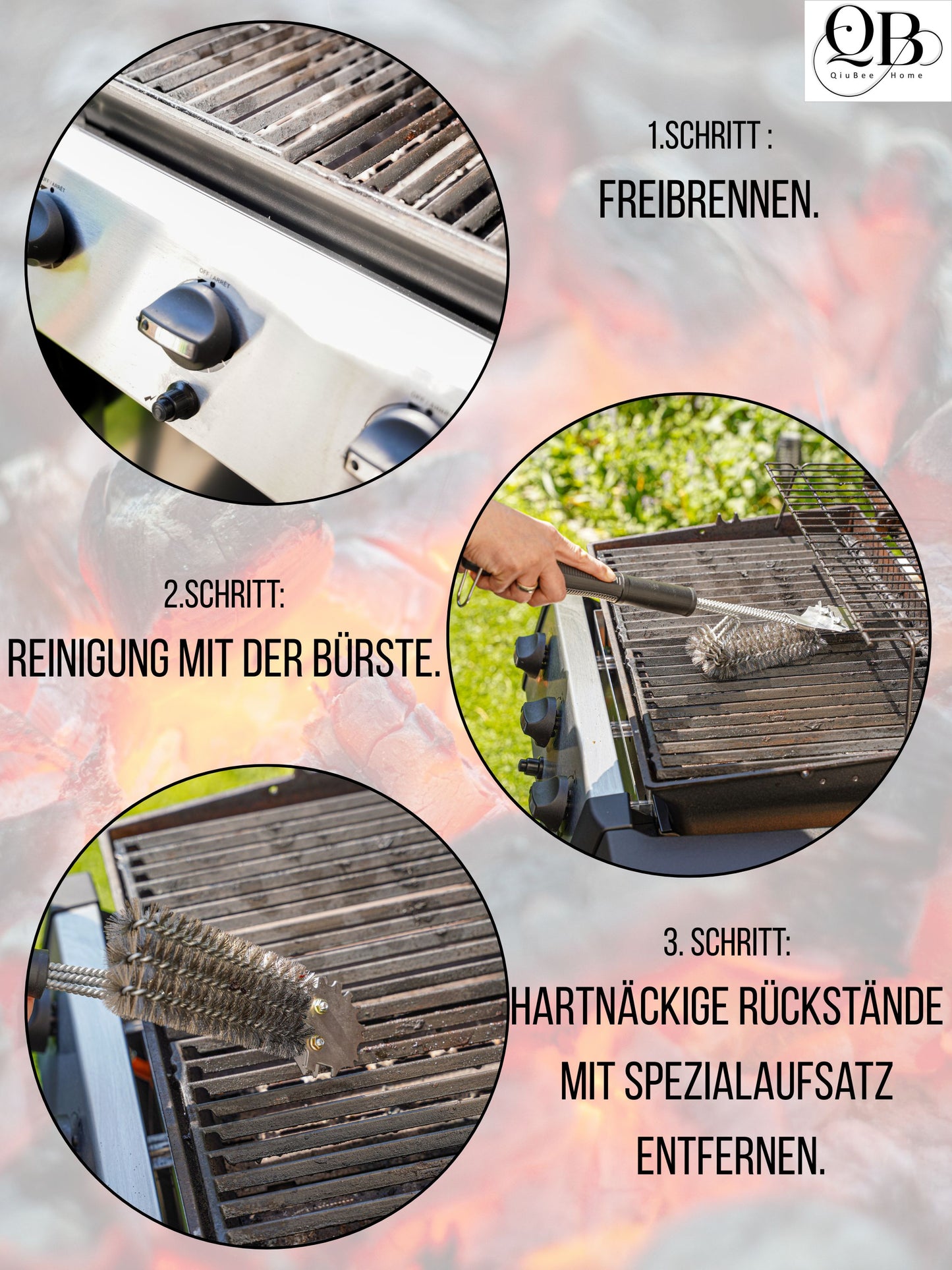 Grillreinigungsbürste mit einzigartigem Schaber